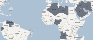 Map of Central & South America, Africa and South Africa