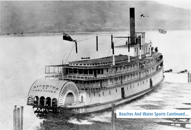 old black and white photo of ss sicamous on lake okanagan