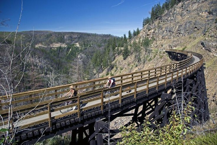 Bikes crossing Kettle Valley Bridge