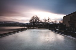 perfect lakeside ice rink beside Penticton Resort