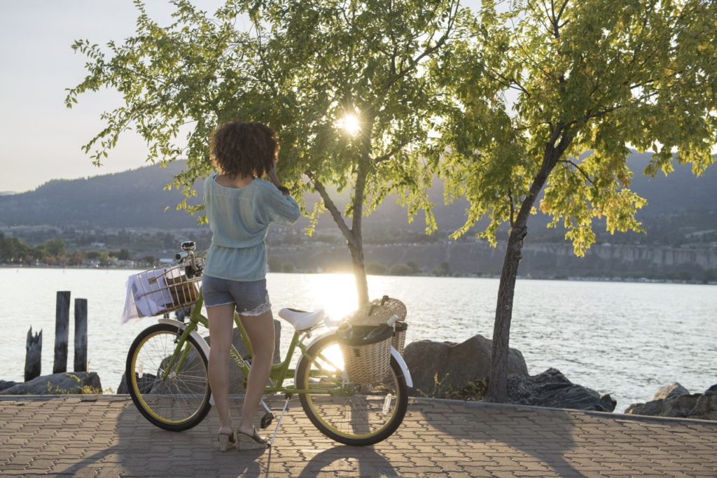 Photo by: Travel Penticton; Bordered between two stunning freshwater lakes, Penticton is the perfect place for a summer bicycle ride.